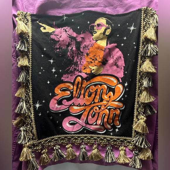 UPCYCLED one of a kind, Elton John Music Denim Jacket - Picture 2 of 4